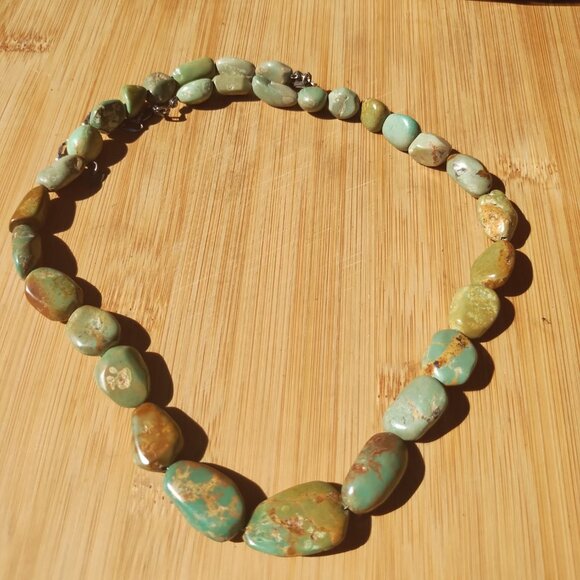 Jay King DTR green brown Turquoise nugget necklace 925 Sterling Silver  Southwes - Picture 2 of 8